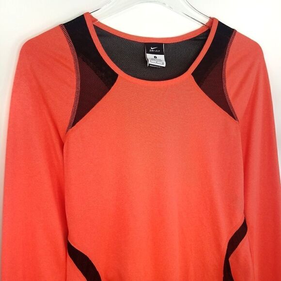 Nike》 Dri-Fit Neon Orange Long Sleeve Tee NWOT - Picture 3 of 11